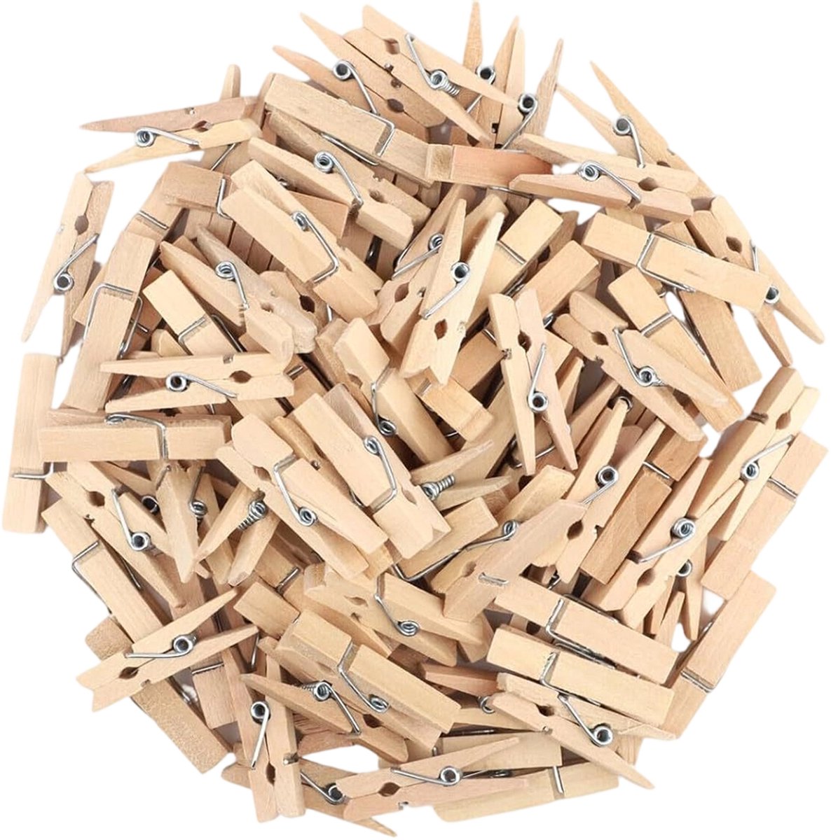 100 Stuks Mini Houten Wasknijpers – Natuurlijke Decoratieve Knijpers voor Foto’s, DIY Knutselen, Fotomuur, Kaarten & Decoratie