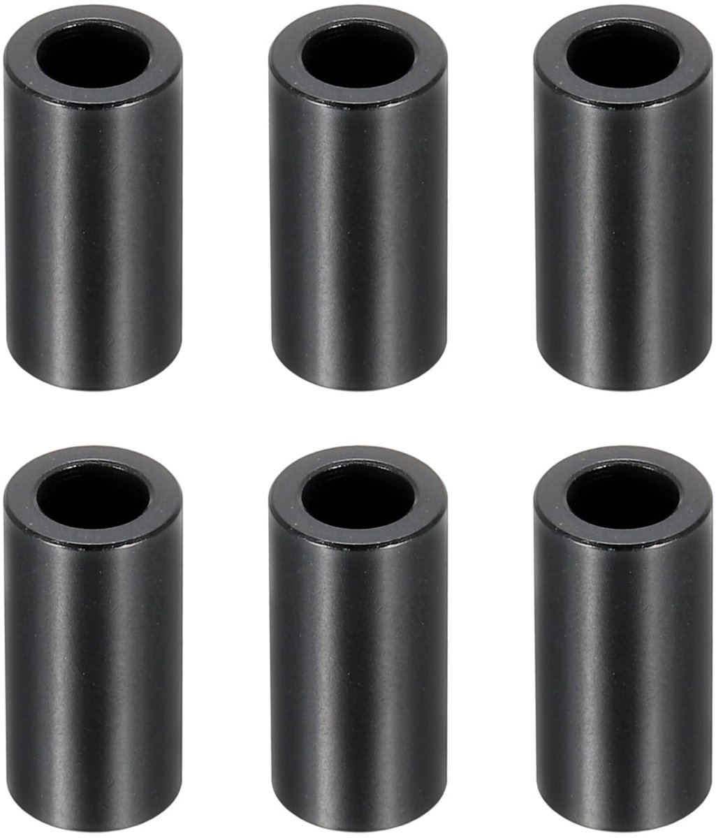 M6 Aluminium Spacers, 6 Stks Metalen Spacers Aluminium 6.2mm ID x 10mm OD x 20mm L Aluminium Spacer Schroef Standoff Ronde voor 1/4 "of M6 Schroefbouten, Zwart