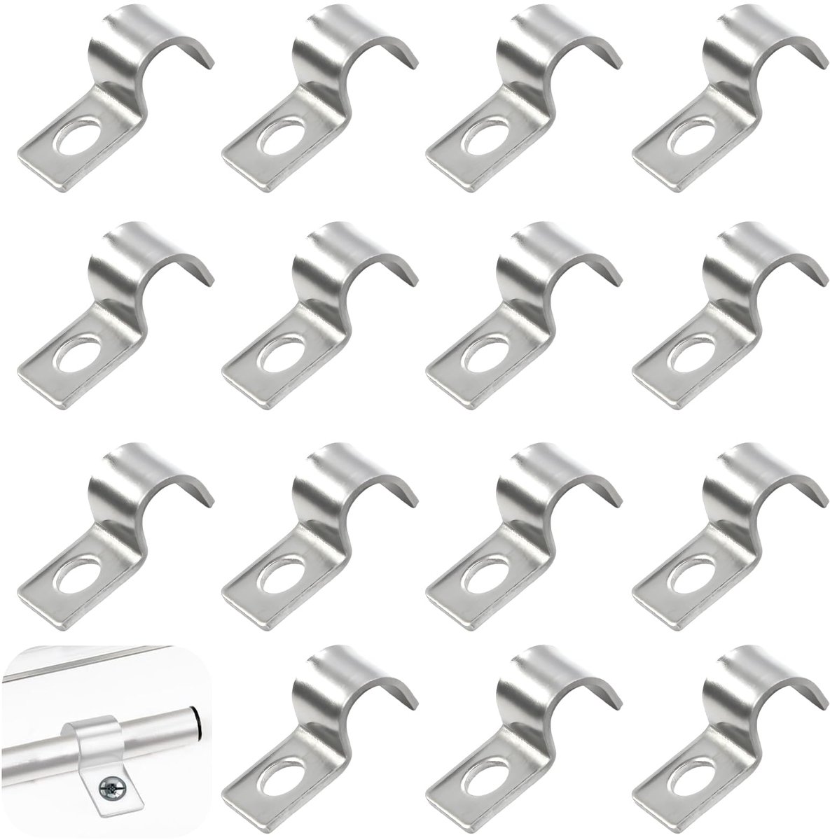 50 stuks, U-beugel, enkel gat van roestvrij staal, slangklemmen, voor waterbuizen en kabels, 8 mm