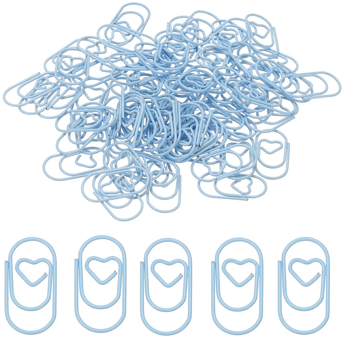 1 x 0,4 inch grote paperclip, 80 stuks metalen hart paperclip breed roestvrij, sterk, duurzaam bulk voor papier kantoorbenodigdheden, documentenorganisatiemap bladwijzers planner, blauw