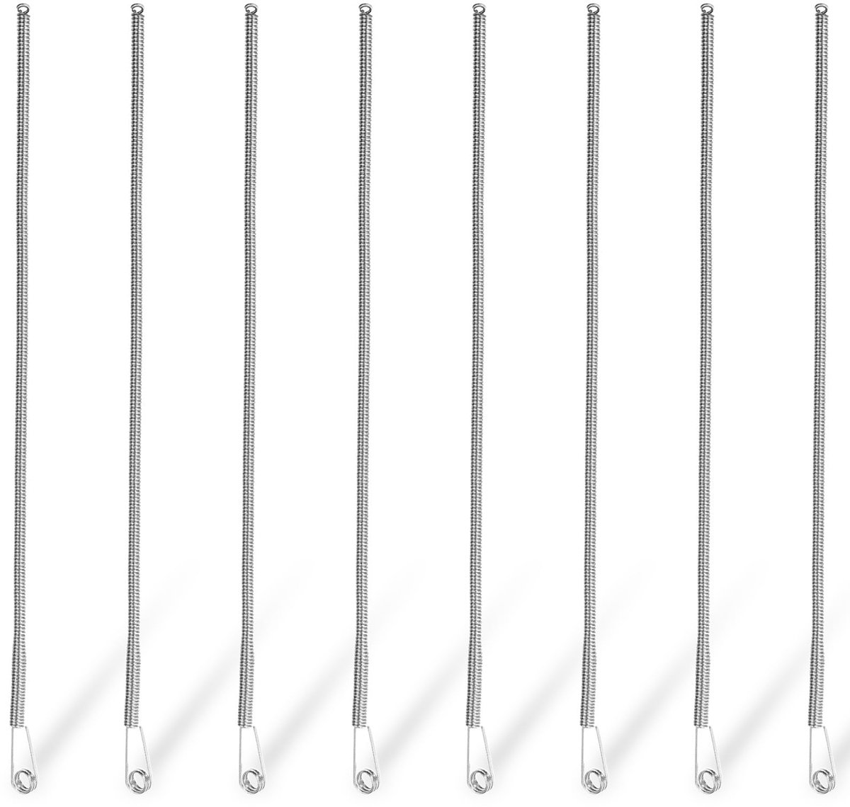 8 stuks veerinstekers, vangnaalden, inrijghulp, naald, trekkoord, inrijger, gereedschap met veer, buigzaam touw, clip, flexibele naaldinstrijger, capuchonrijger, voor hoodies, jassen, broeken