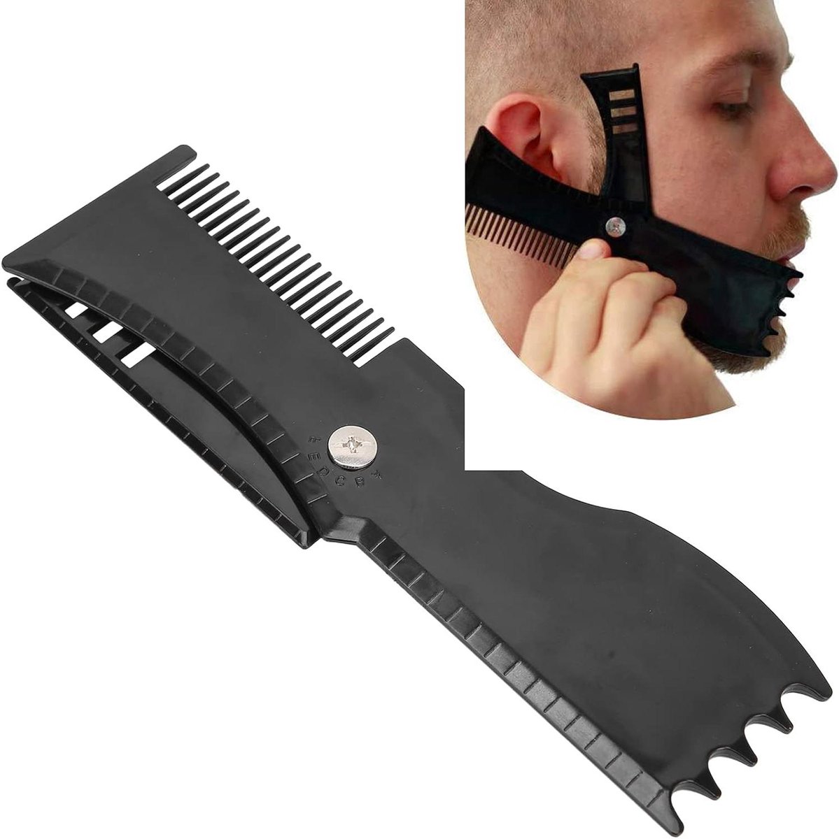 Baardvormer Sjabloon - Gezichtsstyling Tool - Baard Trimmen - Nauwkeurige Contouren - Compact Ontwerp - Zwart