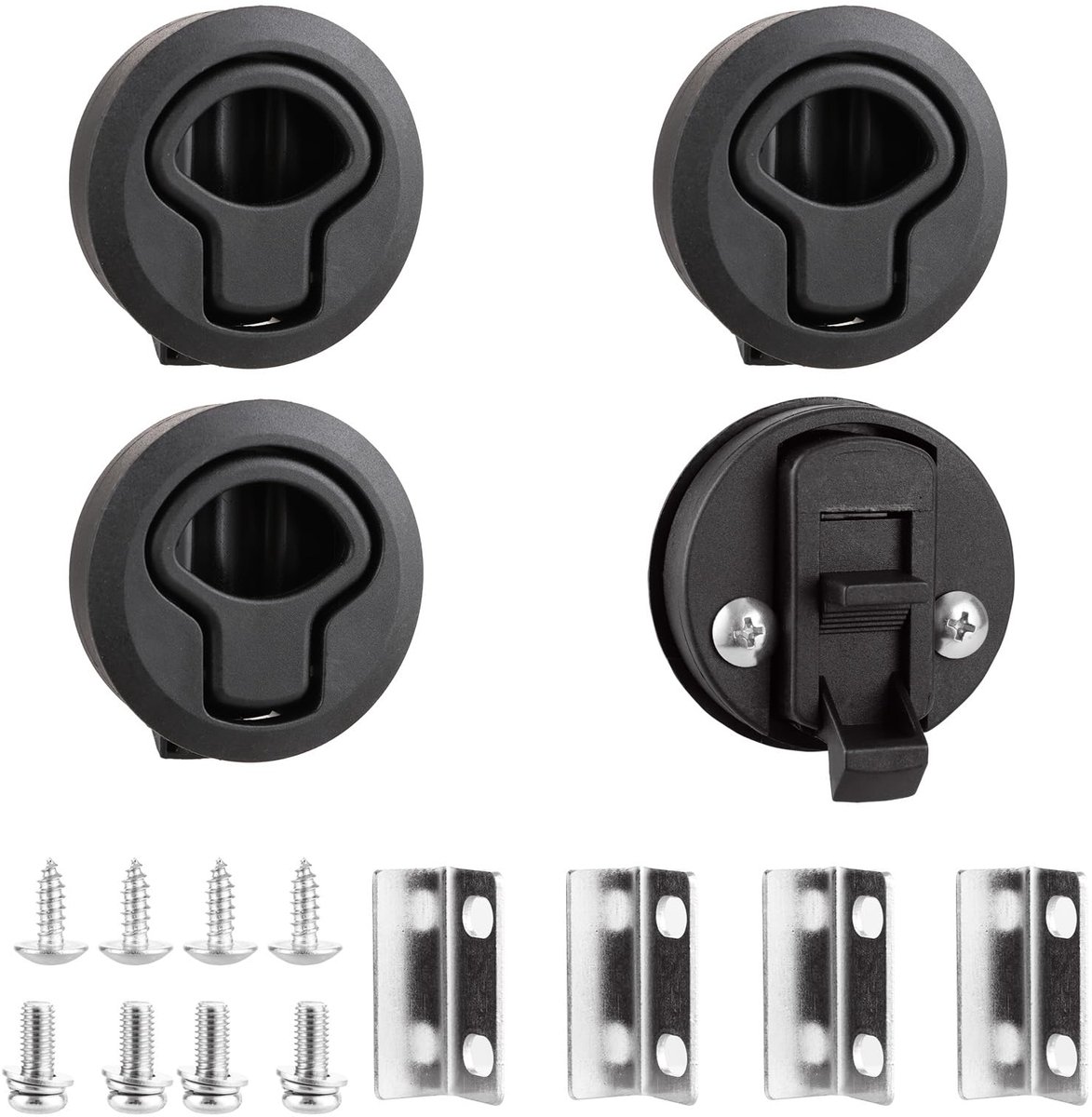 4 stuks Pull Lock Zwart Pull Lock Meubelslot Kunststof Push Lock Slot voor Camper, Boot, Caravan, Ladekast, Meubel
