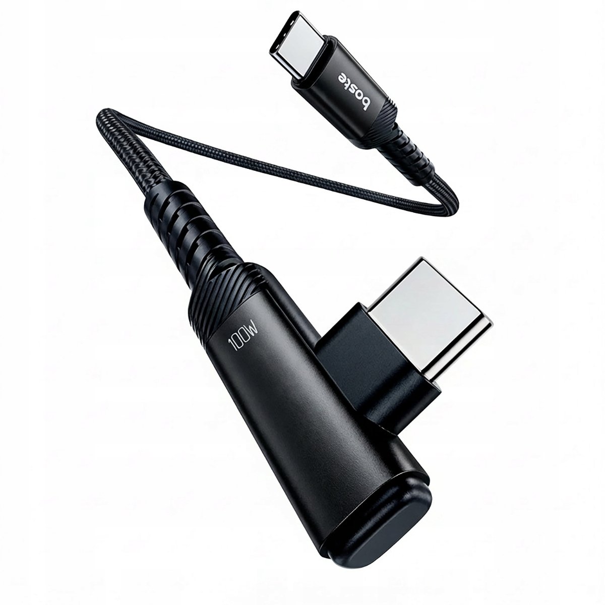 Image of USB-C naar USB-C kabel 100W PD QC 2m Hoek 90° Nylon