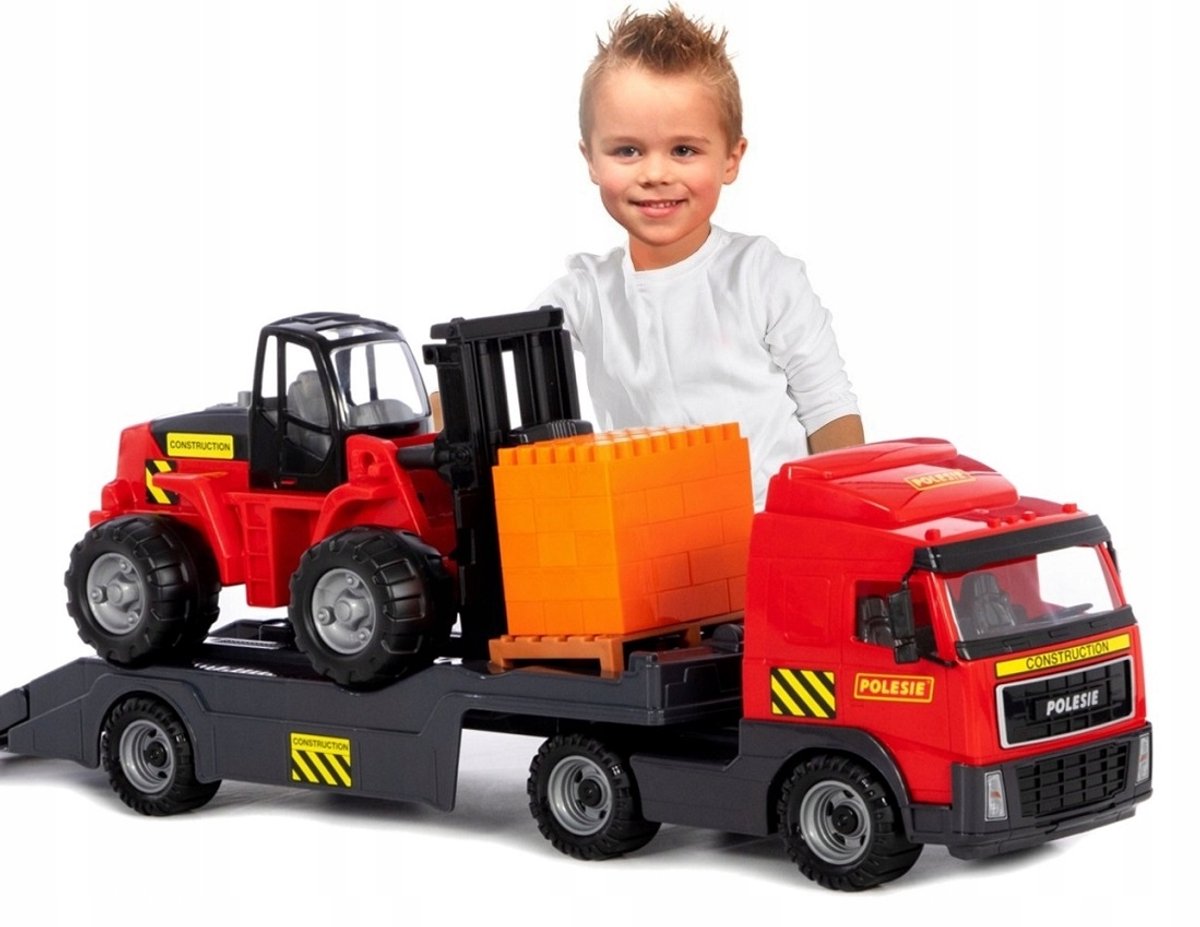 Grote Vrachtwagen met Trailer en Heftruck Speelgoed Set