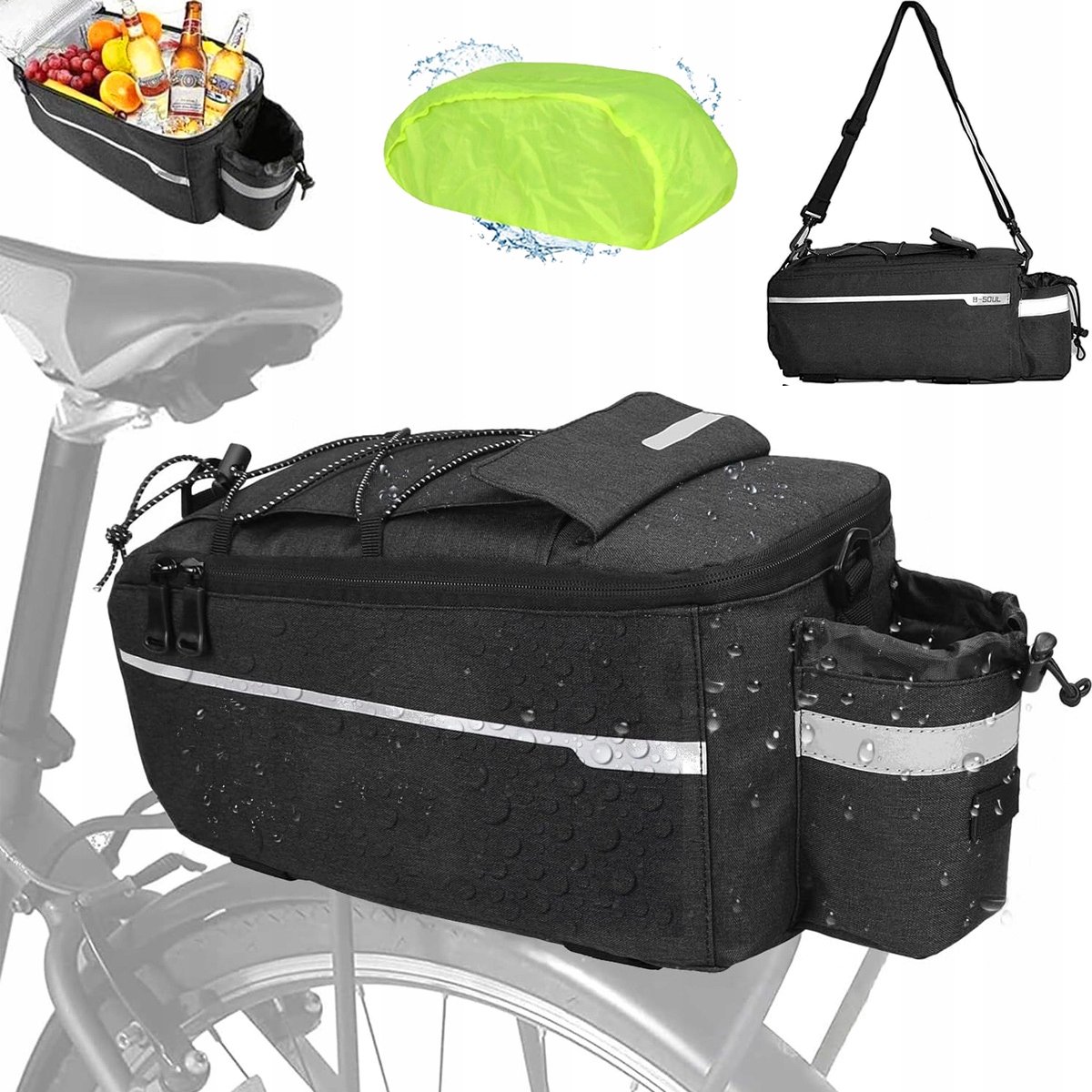 Waterdichte Fietstas Bagagedrager 10L Zwart - Ruim & Veelzijdig