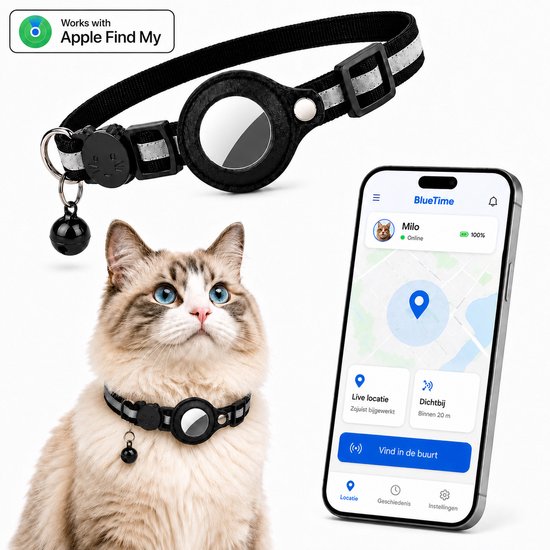 BlueTime ® - Kattenhalsband inclusief Tag - Halsband Kat & Kitten met...