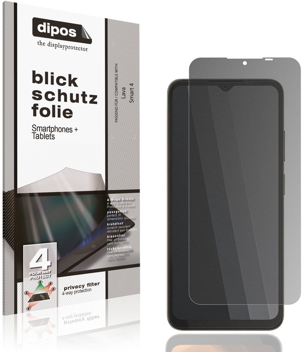 dipos – Matte Privacy Screenprotector geschikt voor Lava Smart 4 | Anti-Spy Beschermfolie