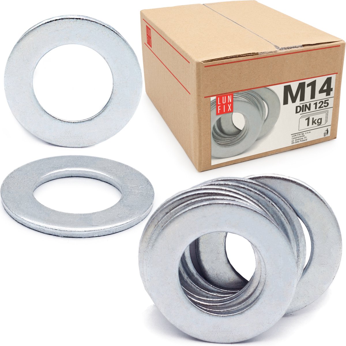 LUN FIX - Platte sluitring M14 verzinkt DIN 125 - 1kg
