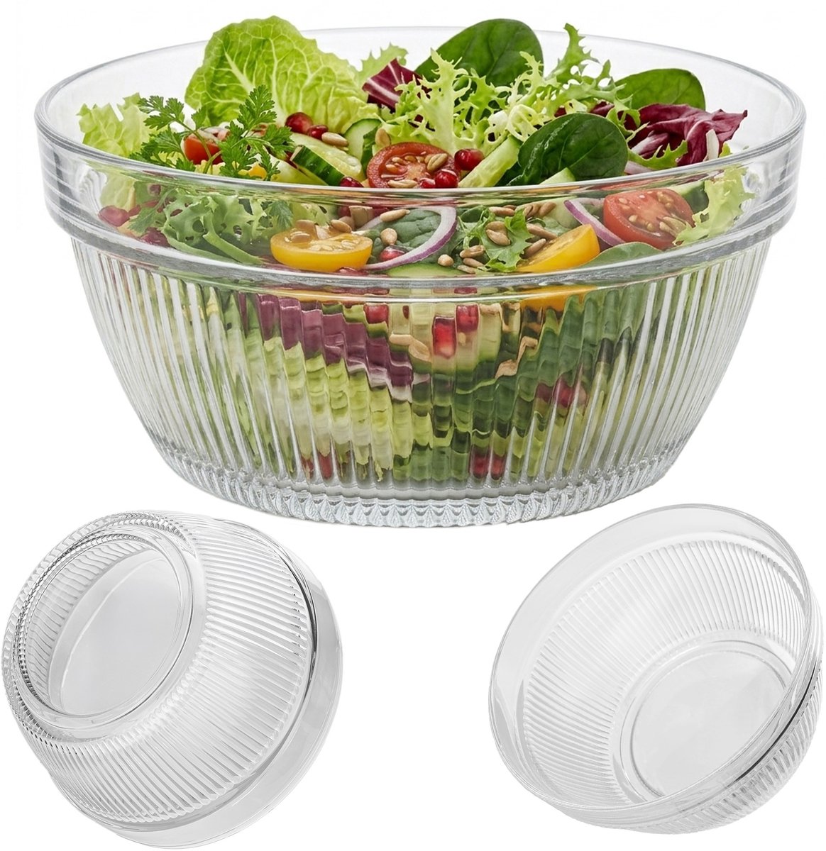 KADAX glazen schaal ⌀ 17 cm, 1 stuk, glazen slakom, serveerschaal, doorzichtige serveerschaal voor salade, fruit, hapjes en bijgerechten, glazen schaal