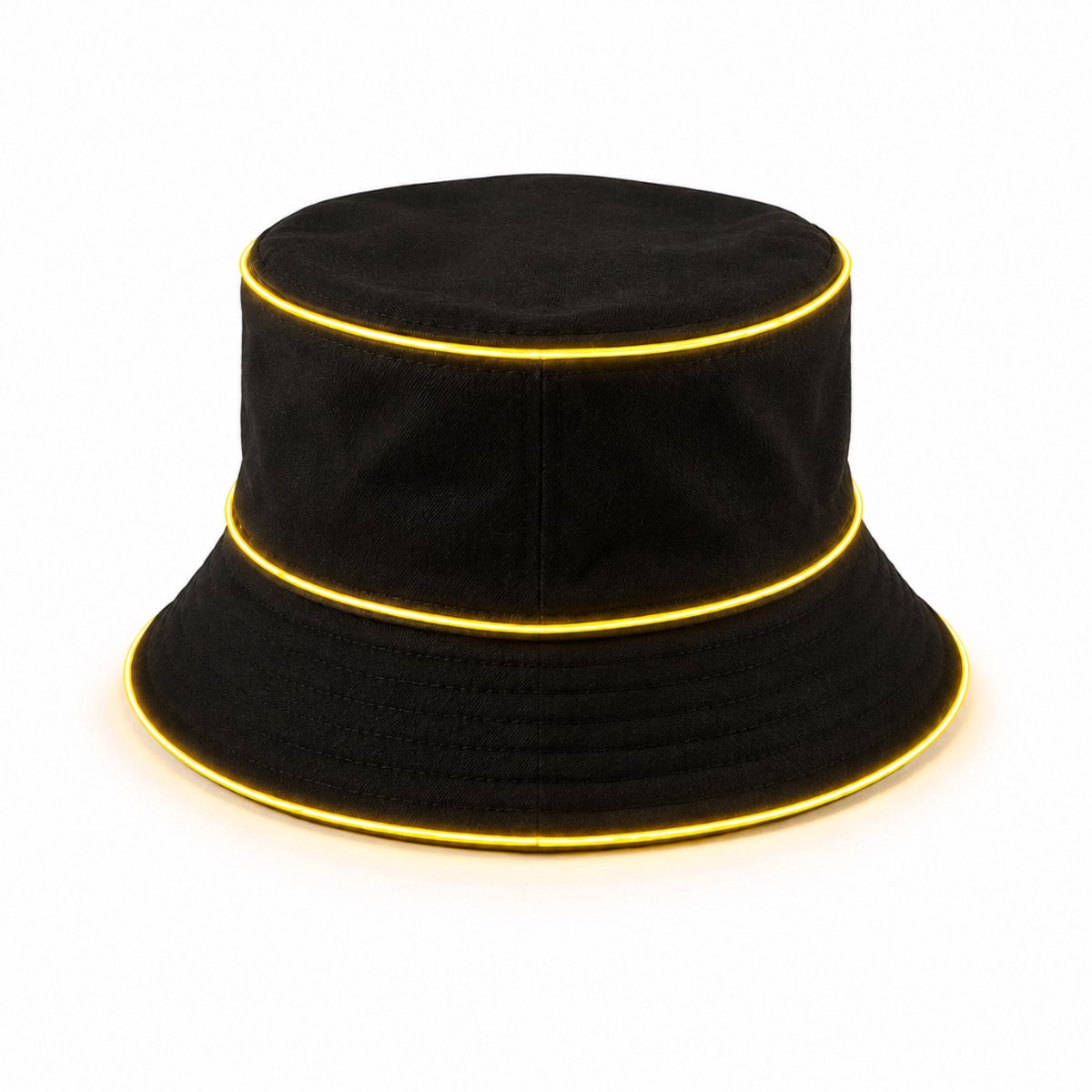 Doppler LED Bucket Hat – Lichtgevende Vissershoed – EL Wire – Festival, Carnaval & Halloween – Geel