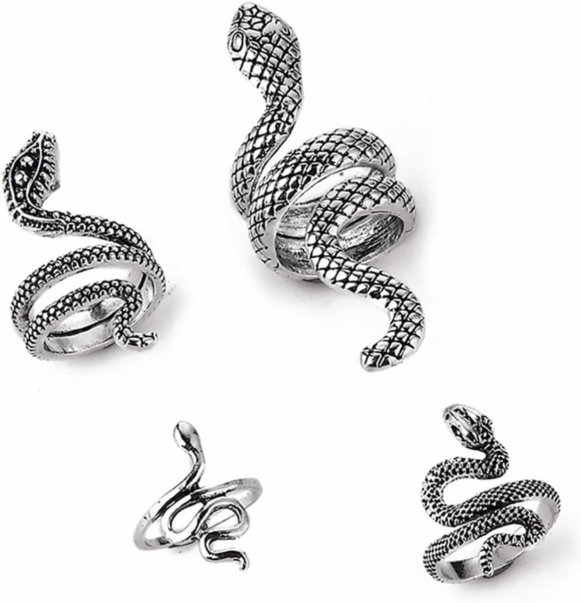 Snake Ring Set Open Snake Stacked Ring Gothic Dier met Ring Verstelbare Ring