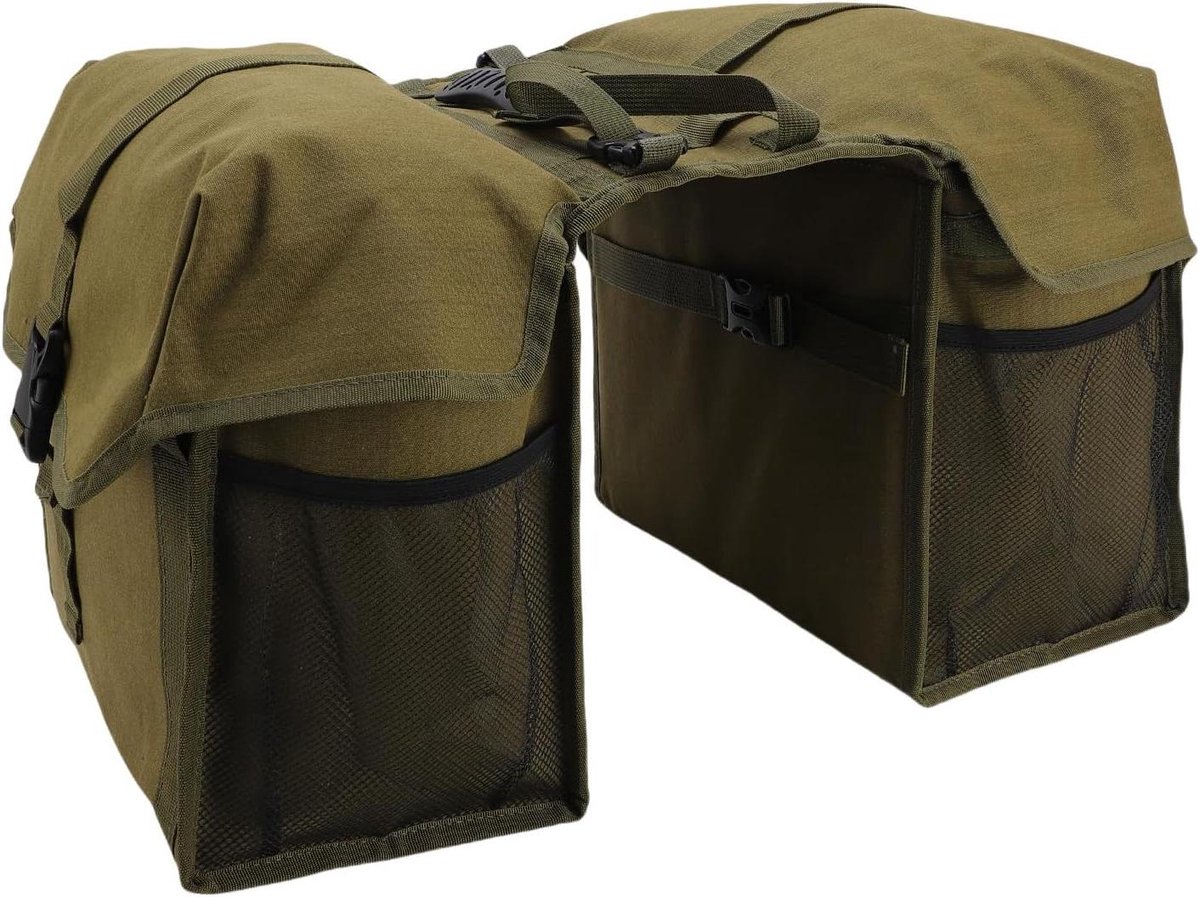 Dubbele Fietstas - Bagagedragertas Fietstassen - Lange Afstand Fietsen - Waterdicht Canvas - 30L - Zwart