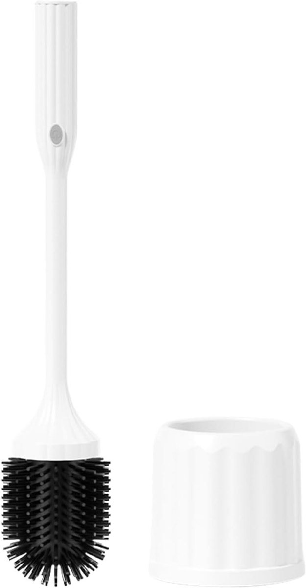 Toiletborstel Set - Badkamer Reiniger - Efficiënt Schoonmaken - Draaibare Schoonmaakkop - 39.8x7.5 Cm - Wit