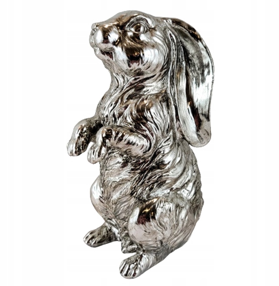 Zilveren Konijnenbeeldje - Decoratief Figuur voor Huis en Tuin