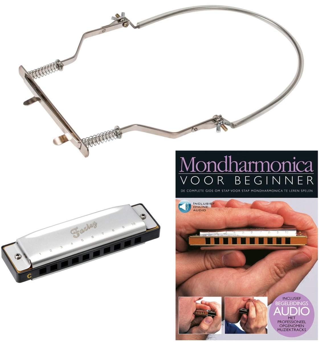 Mondharmonica starterset - Met lesboek - Fazley MHM-02 C - Multikleur