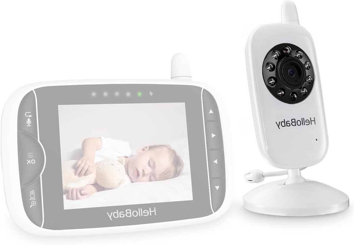 Babyfoon Camera - Video Monitor - Baby Bewaken - Nachtzicht Temperatuur - 24.5m Bereik - Wit
