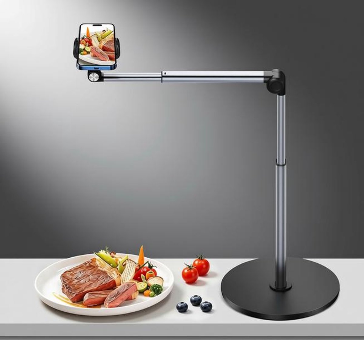 Huis Geluk Aluminium Overhead Telefoonhouder 35 cm - Verstelbare Statief voor opname, livestream en koken