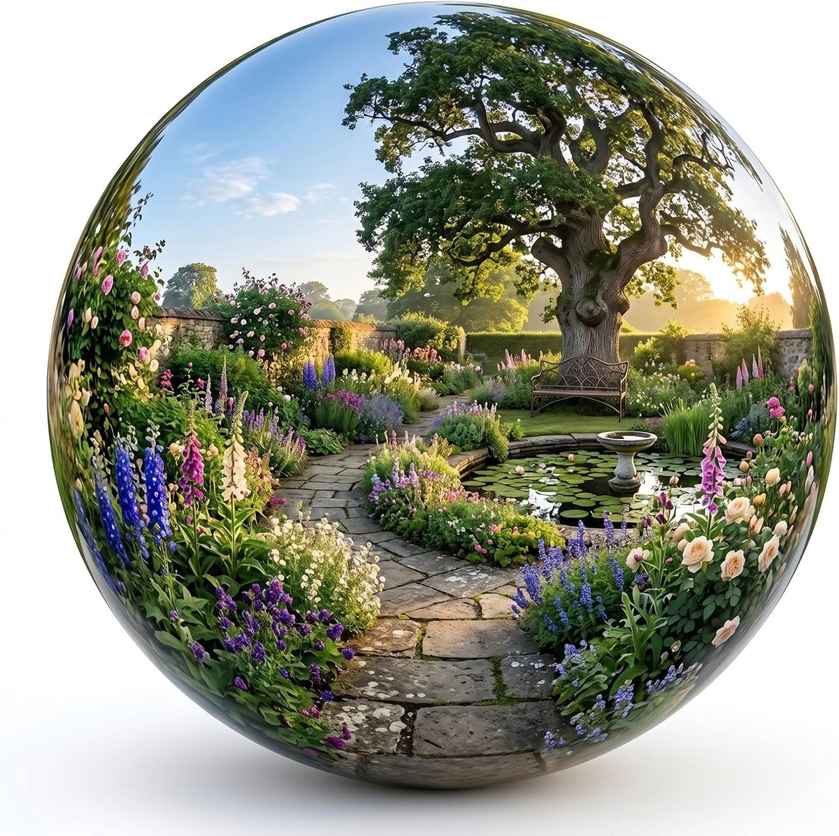 Tuindecoratie, roestvrijstalen ballen, tuinballen voor zwembaden en gazons, decoratieve spiegelbal, ideaal om te fotograferen, housewarmingscadeau (D: 20 cm)