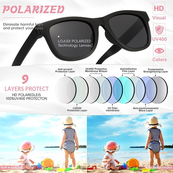 Baby Zonnebril 0-24 Maanden Polarized met Verstelbare Silicone Band en Flexibel Frame UV Bescherming — afbeelding 3