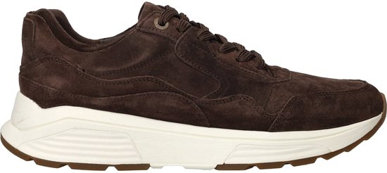 Bruine suède Xsensible veterschoenen met witte zool.