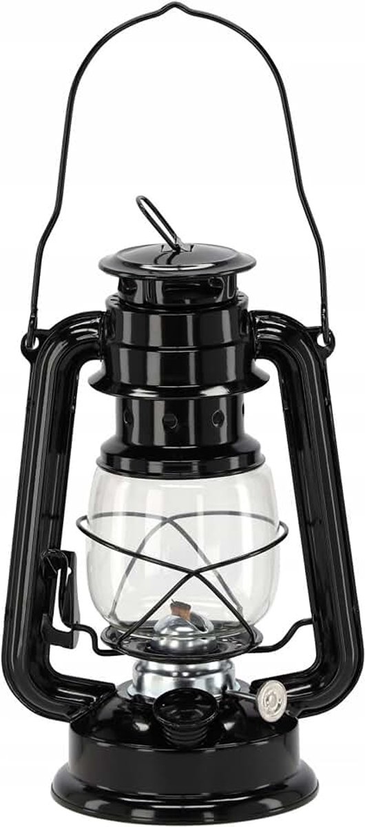 Retro petroleumlamp, metalen lantaarn, lampion met vlamregeling (24cm)