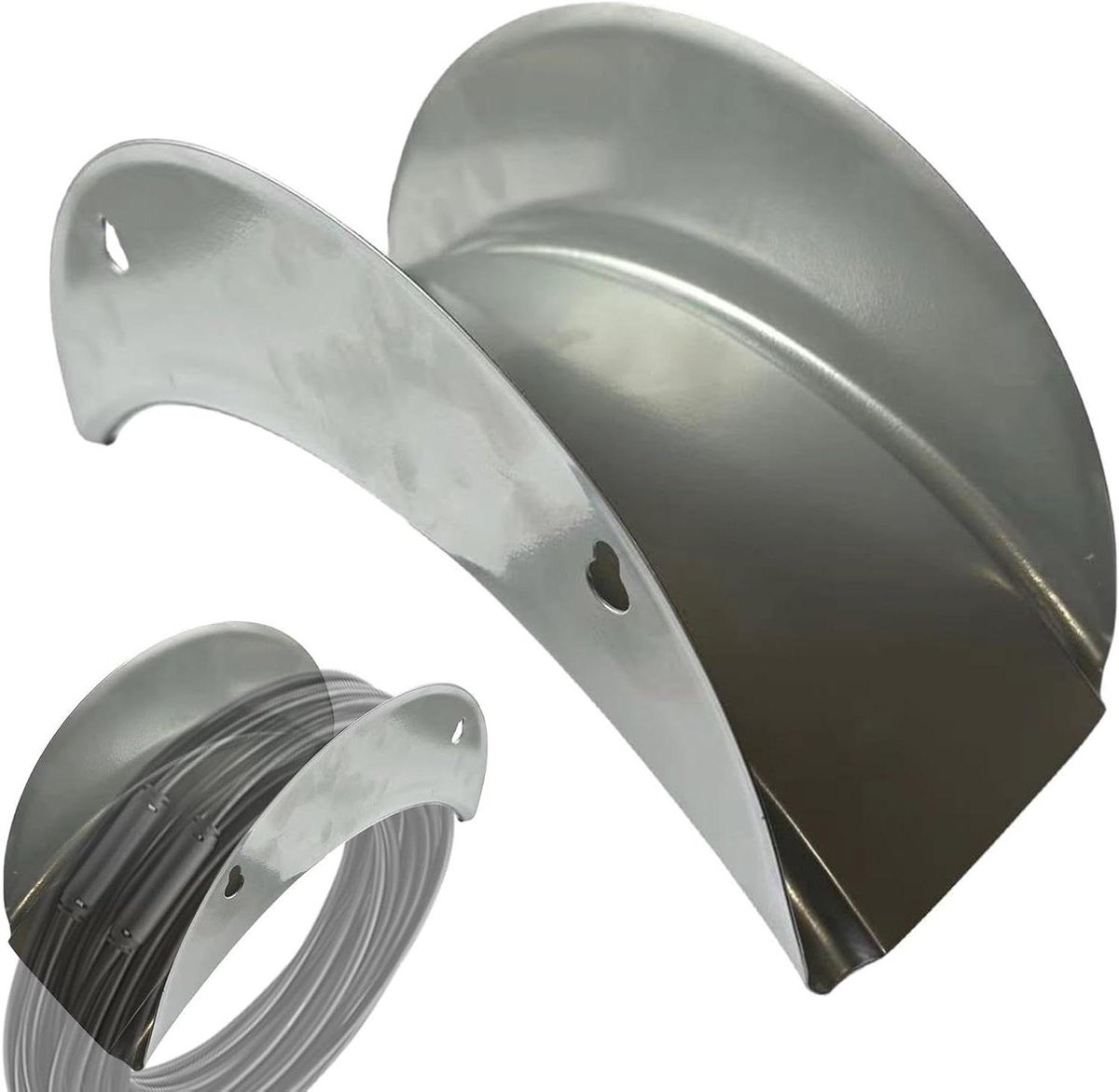 Slanghouder - Slangopberger Haspel - Tuin Opruimen - Zware Wandmontage - 13.4x18.4x13.4 cm - Zilver