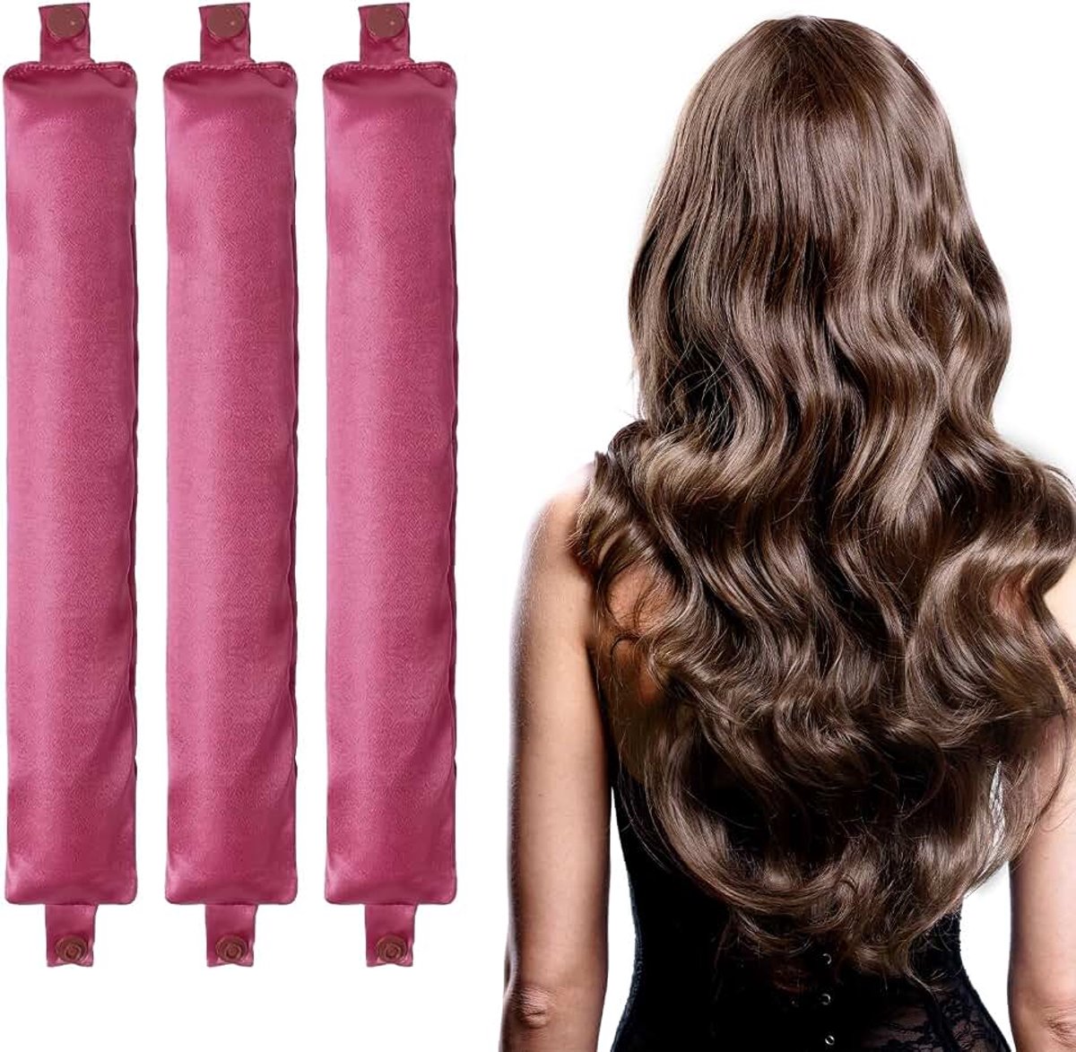 Krulspelden, voor midden- en lang haar, krulstokken zonder hitte, nachtelijke krulset, magenta