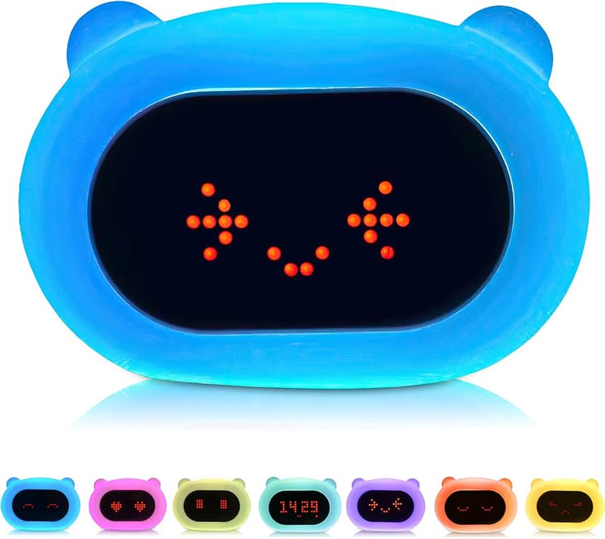 Kinderwekker (wit) - met Gezichtsuitdrukkingen en Tikfunctie - Wake Up Light voor Kinderen - Slaaptrainer - Slaapwekker - Nachtlamp - Kinderspeelgoed - Speelgoed Wekker Digitaal