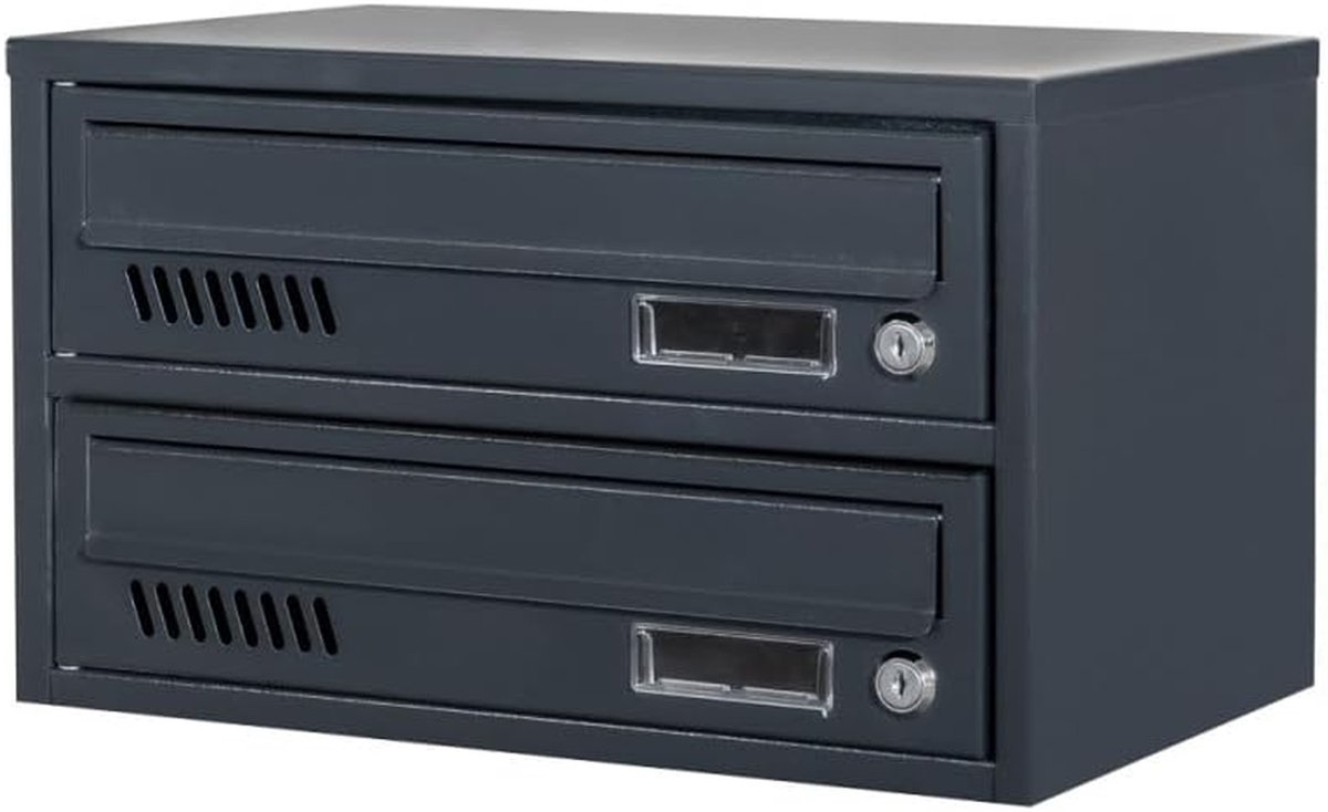 Set brievenbussen - Postkast appartement - Collectieve post - Massief plaatstaal - 25x39x23.5 cm - Antraciet