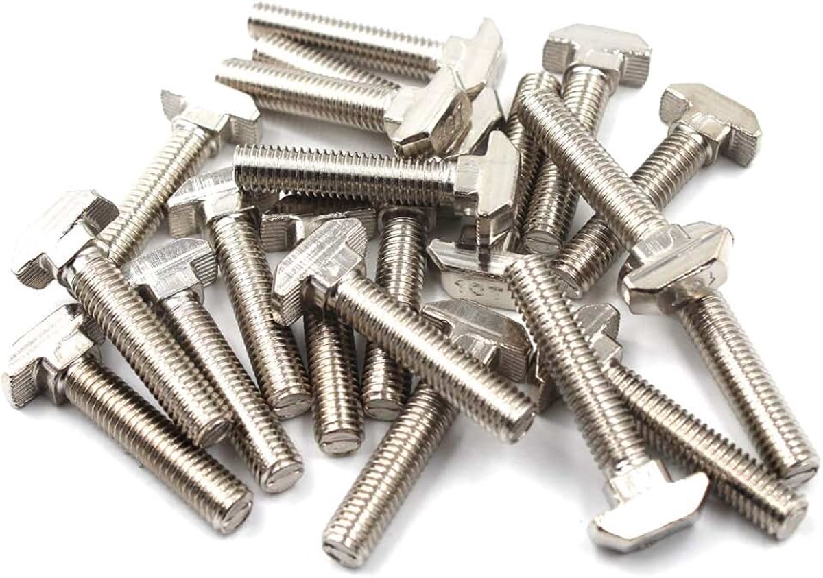 Bout Set Schroef Bout Bevestigingsmiddel Tool voor T-sleuven Aluminium Extrusie Vernikkeld Koolstofstaal 30 Serie M6X16mm 30 STKS