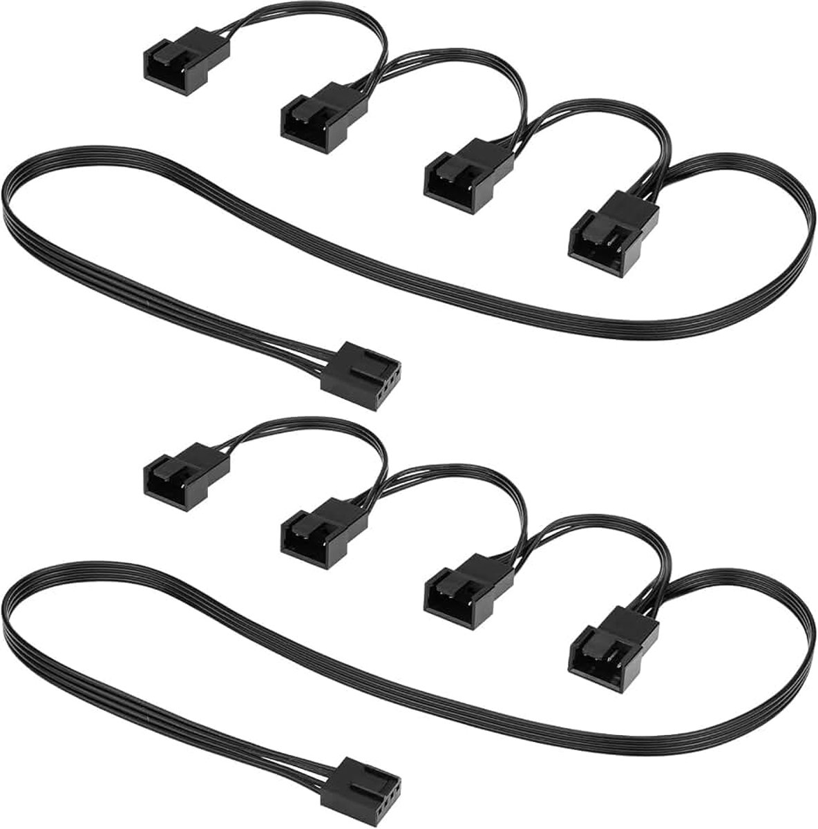 2 stuks 4-pins PWM-ventilatorsplitter-kabel, compatibel met 3-pins ventilatoren, verlengkabel, voor behuizingsventilator, CPU-ventilator, moederbordventilator