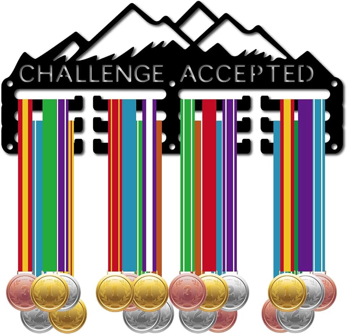 Medaillehouder Medaillehangers Medaillerek Display Sport Metal Hangende Prijzen Ijzer Kleine Montage Prijzen voor Vrouwen Wand Thuis Badge Race Hardlopen Medaillewinnaar Zwart 29 x 13 cm