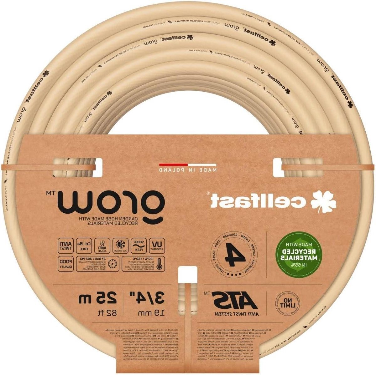 Tuinslang - Water slang - Tuin besproeien - 4-laags duurzaam materiaal - 25 meter 3/4 inch - Beige