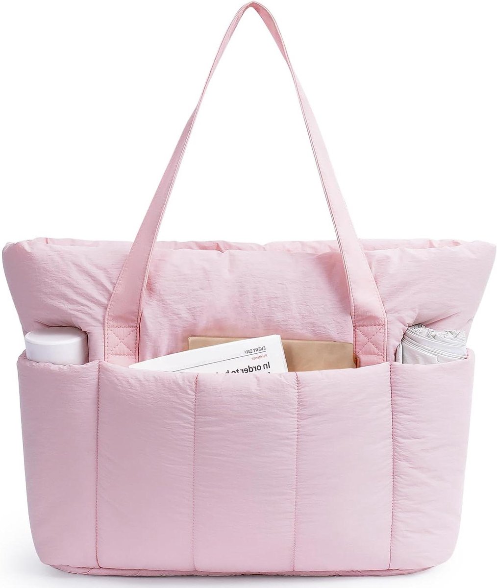 Grote Puffer Tas - Handtas Schoudertas - Dagelijks Gebruik - Laptop Compartiment - 39 x 16 x 32 cm - Zwart