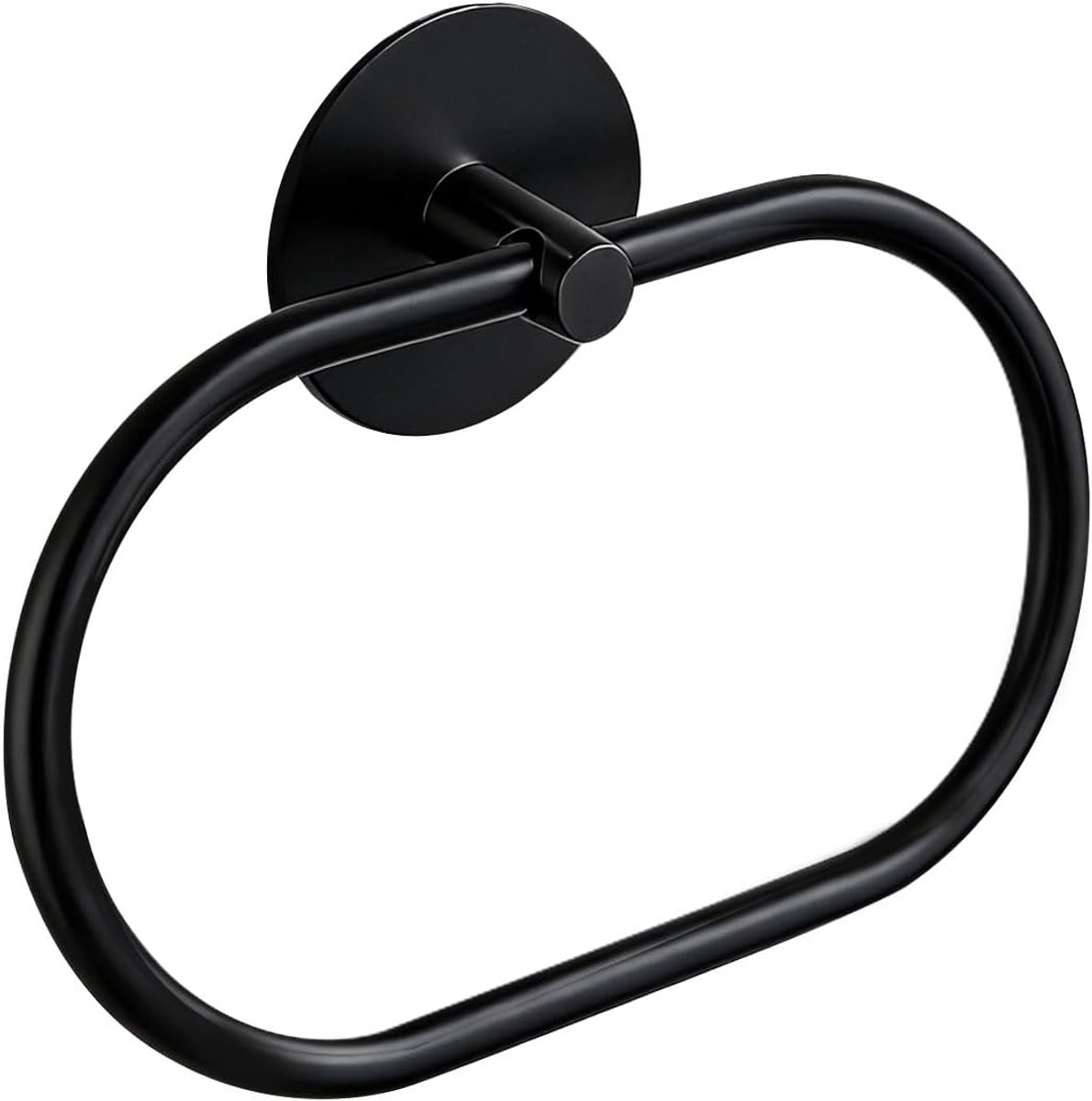 stalen handdoekring, zelfklevende ovale handdoekhouder voor woonkamer, moderne handdoekhouder voor badkamer en keuken (zwart)