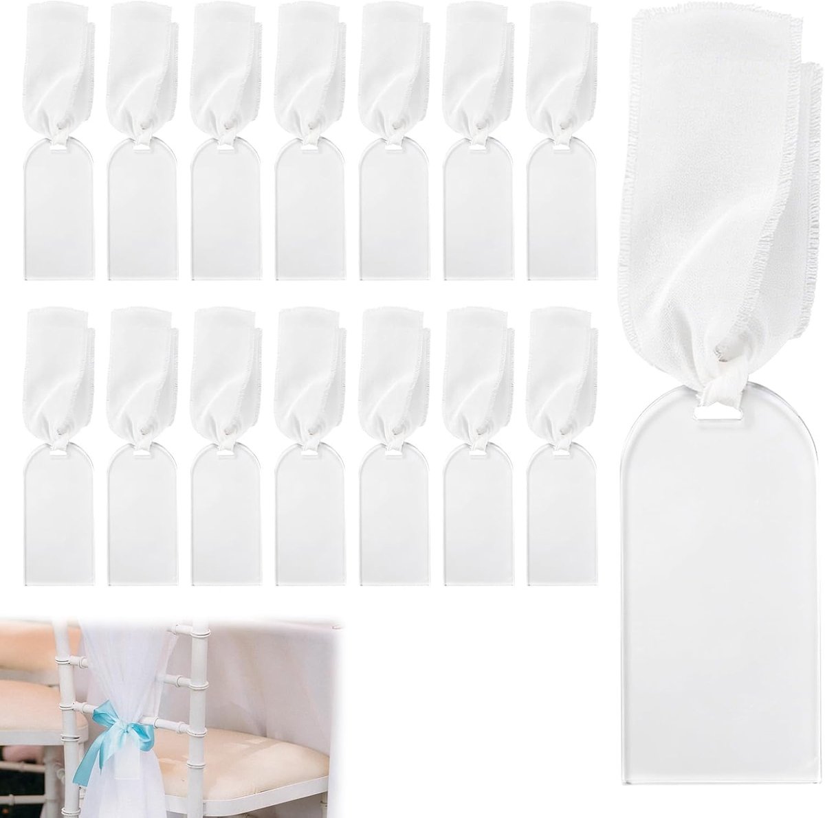 Plaatskaartjes met Lint, Blanco Naam- Cadeaulabels voor Gereserveerde Zitplaatsen op Bruiloften Recepties Verlovingen Verjaardagsfeesten Naam- en Tafelnummerkaartjes Gasten