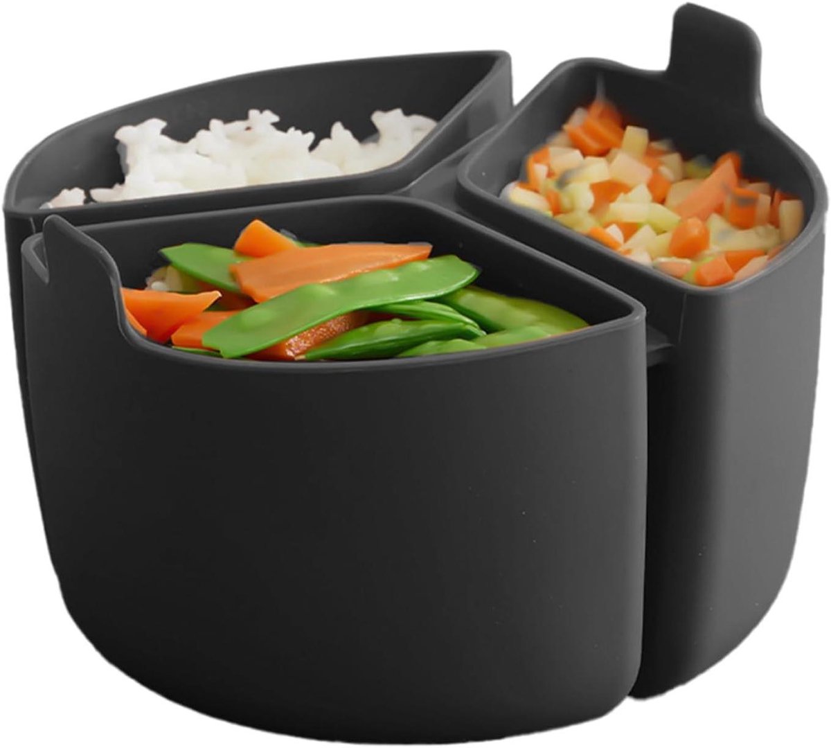 Slowcooker Scheidingswand - Siliconen Voering - Maaltijden Bereiden - 3-voudige Voering - 18 x 12 cm - Zwart