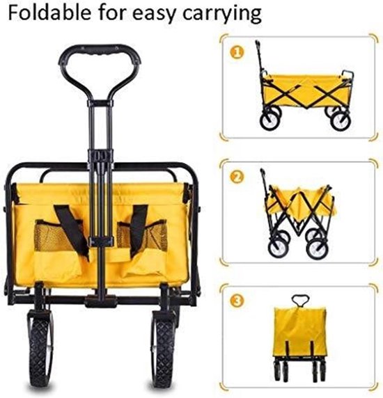Bolderkar Opvouwbaar - Tuinkar Transportkar - Boodschappen Vervoeren - Grote Capaciteit - 73x485x90cm - Grijs van Bolderkar Opvouwbaar — afbeelding 4
