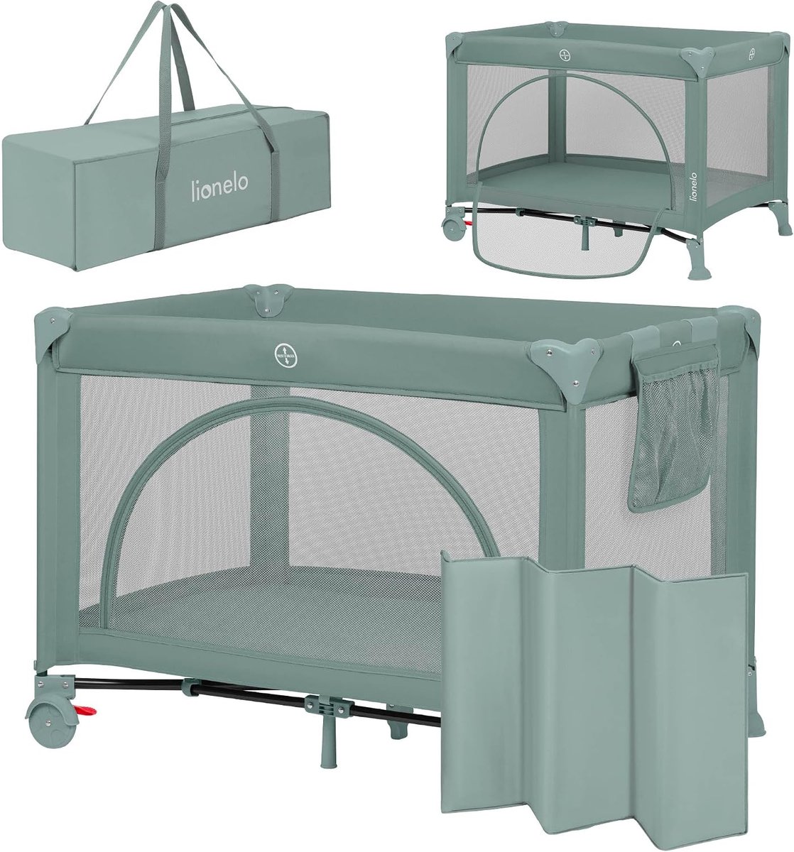 Reisbedje baby opvouwbaar 2 hoogtes met matras en zij-ingang compact inklapbaar 102 x 72 cm