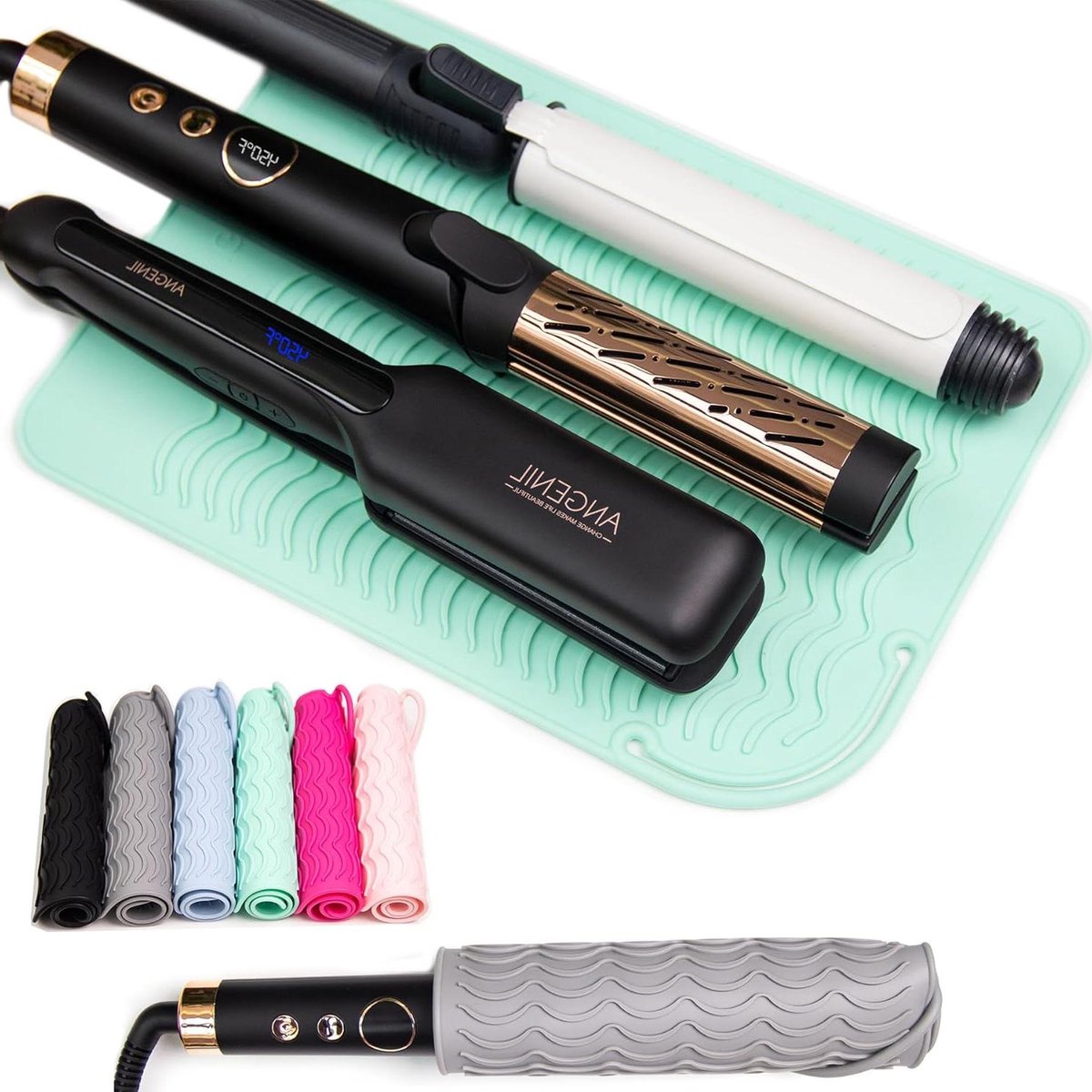 Hittebestendige Mat - Stylingtool Houder - Haar Styling Beschermen - Slipvast Golvend Ontwerp - 28 x 20 cm - Groen