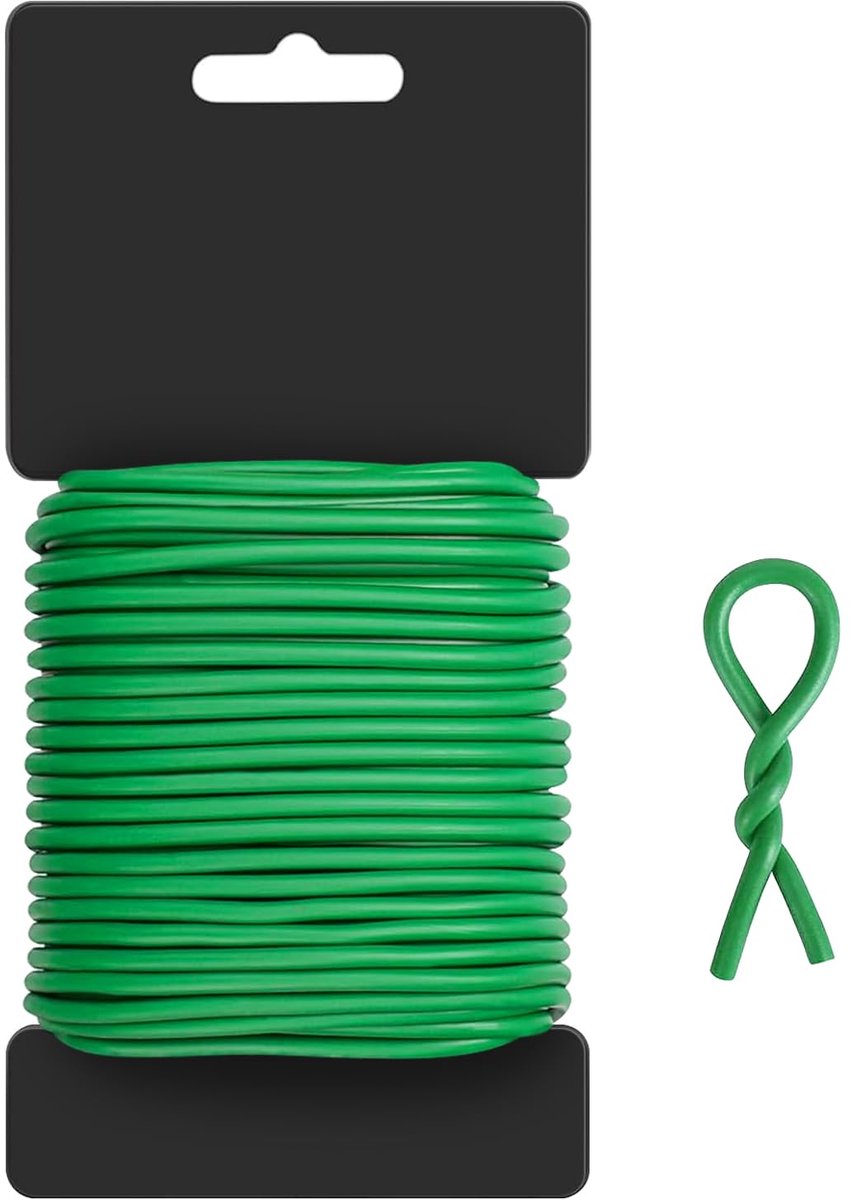 30 m zachte plantendraad, 3,5 mm, groene rubberen draad voor klimplanten, wijnstokken, struiken en bloemen, gemakkelijk te snijden, beschermt de stammen (stijl 1)