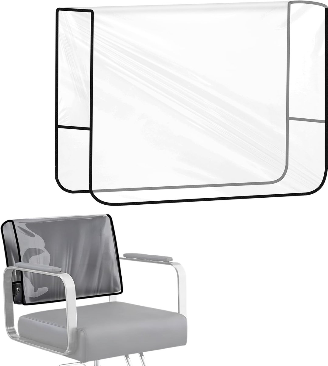 Hoes voor salonstoel, 51 x 40 x 12 cm, zwart, vierkant, voor kappers, massagestoel, kappersstoelhoezen, beschermers, past op de meeste salonstoelen, versterkte precisie gestikte transparante