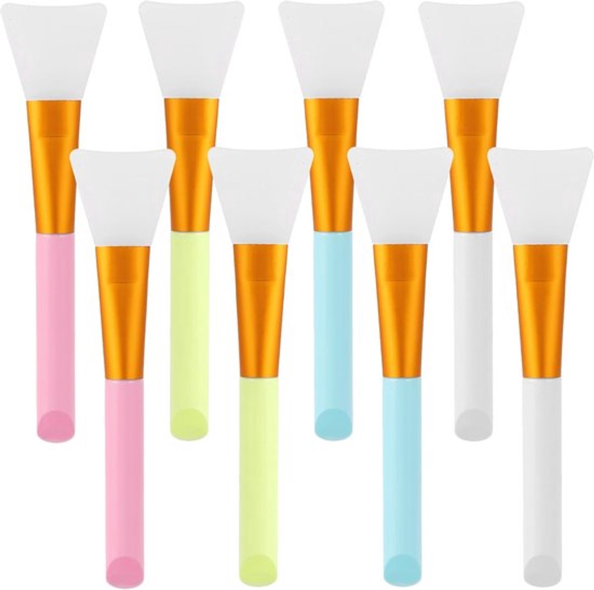 Maskerborstel Set van 8 - Siliconen Applicators - Zacht en Flexibel - Make-up Borstel - Perfect voor Thuis Spa - 13,5 cm Lengte
