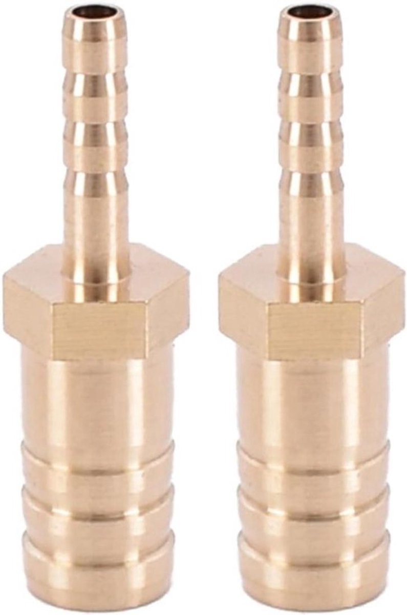Slangconnector - Metaal - Variabele Diameter - Pijp Verbinding - Messing - 14-6mm - Recht - Lucht Water Gas - 2 stuks.