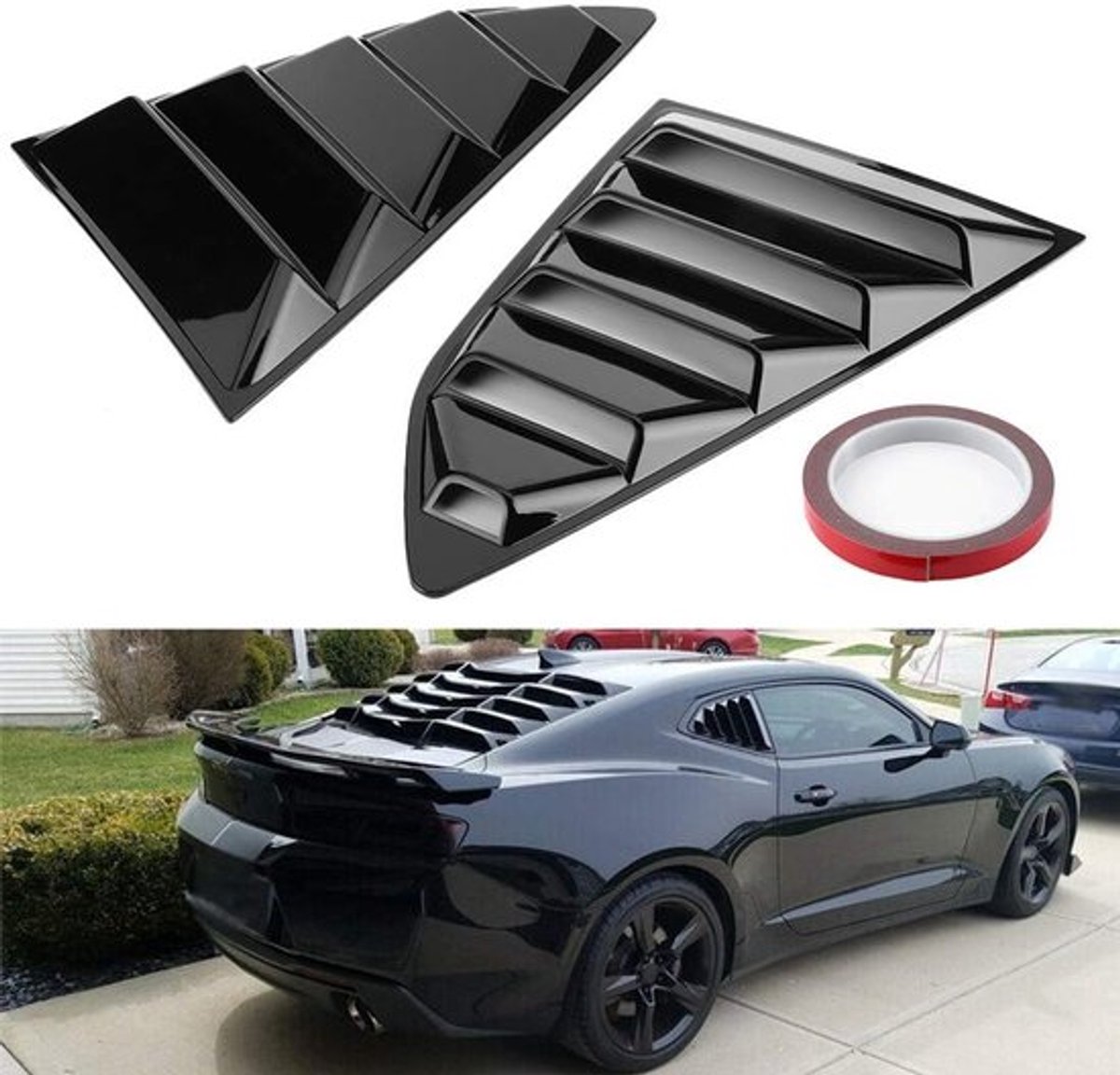 Louvre voor Quarter Window van Chevy Camaro - Glanzend Zwart Auto Raamlamellen, Zijdelingse Luchtventilatie Deksel, Decoratieve Sticker voor 2016-2020 Model