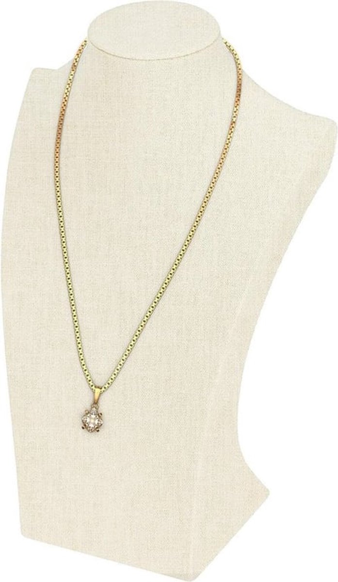 Linnen Ketting Display Buste - Sieraden Houder - Mannequin Standaard - Organizer - Sieradenopberger - Geschikt voor Kettingen, Hangers en Armbanden - Zwart - 11,3 x 10,2 x 30 cm - Ophangen van Sieraden