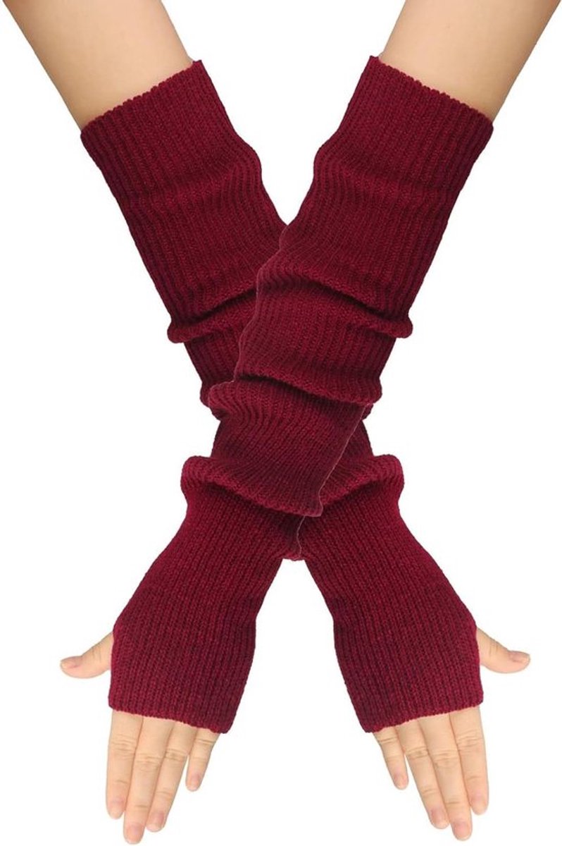Vingerloze handschoenen voor dames en meisjes, winter, lange mouwen, wanten, fijn gebreid, lange handwarmers, warme gebreide handschoenen, pluswarmers, gebreide handschoenen.