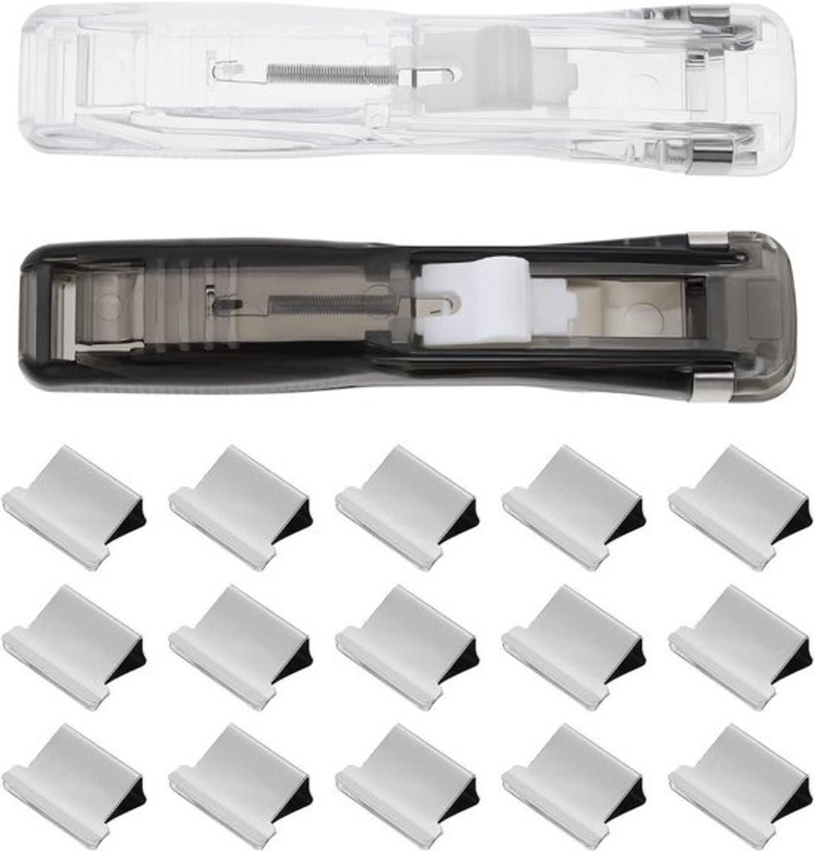 Klem-Clip Dispensers - Clip Nietjes - Herbruikbare Vulclips - Kantoor School - Vervanging Accessoires - Geschikt voor - 2 Set Aanvullende Clip Pusher met 400 Stks.