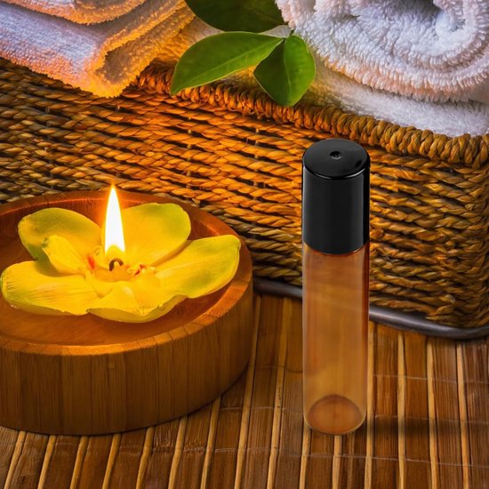 Rollon Lege Rollon Flessen voor Essentiële Oliën, Bruin, Rollon, voor Oliën met Roestvrijstalen Rol, Essentiële Oliën, Lotion, Parfum, Massage — afbeelding 2